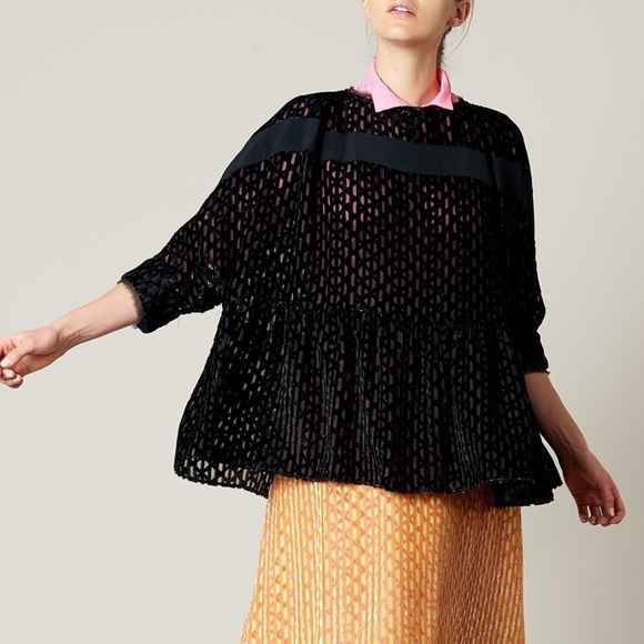 NWOT Rachel Comey Reunion Top in Black Burnout Lurex Velvet Size 6 - Picture 4 of 11